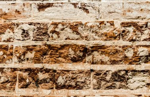 Cypress wall texture pattern red cypress blocks, close-up, old dilapidated wall. Stock Photos