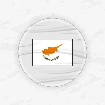 Cypriot Flag in a Circular Emblem Design, Abstract Round Sticker Illustration Stock Illustration
