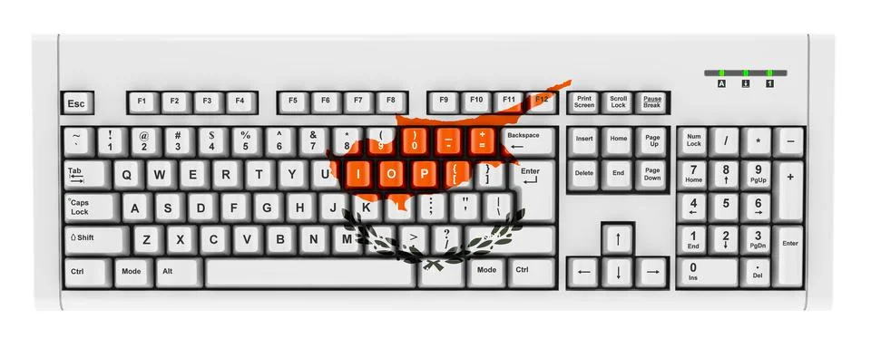 Cypriot flag painted on computer keyboard. 3D rendering 스톡 일러스트