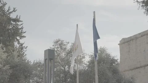 The Cypriot flag in Paphos, Cyprus Stock Footage 344056302