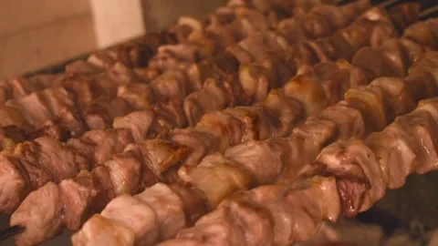 Cypriot souvlakia on a barbeque Stock Footage 146688852