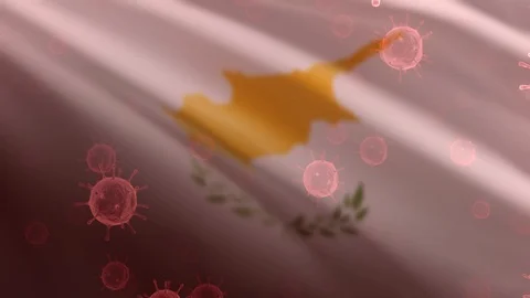 Cyprus 3D Flag With Virus Floating Animation Closeup (3D Rendering) 스톡 동영상 126989843