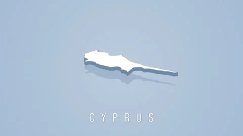 Cyprus 3D map silhouette with name on light background Stock Footage 311292177