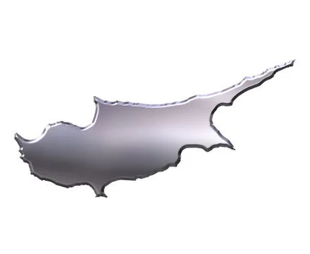 Cyprus 3D Silver Map Stock Illustration