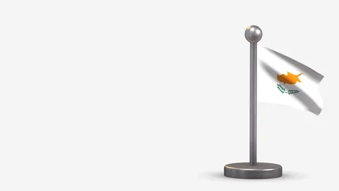 Cyprus 3D waving flag animation on tiny flagpole. Stock Footage 120790894