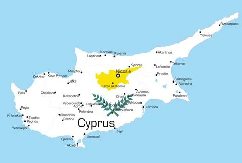Cyprus Abstract vector color map of Cyprus country colored by national fla... Stock Photos