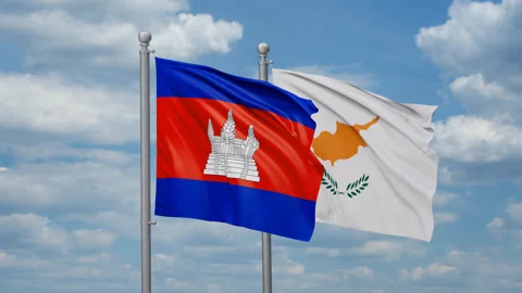 Cyprus and Cambodia flags 스톡 동영상 270487203