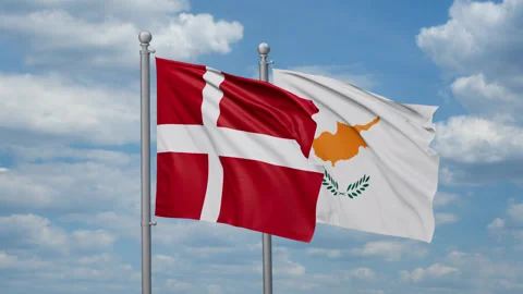 Cyprus and Denmark flags 스톡 동영상 268846525
