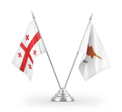 Cyprus and Georgia table flags isolated on white 3D rendering Illustrazione stock