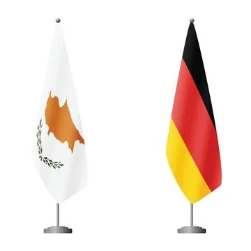 Cyprus and Germany flags on flagpoles for official ceremonies and meetings Stock Illustration