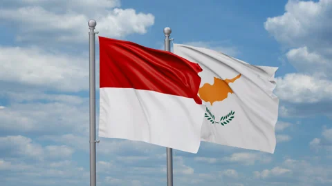 Cyprus and Indonesia flags Stock Footage 267673766