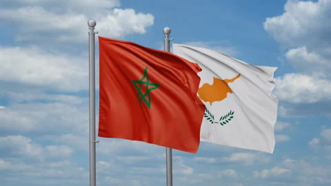 Cyprus and Morocco flags Video stock 269323004