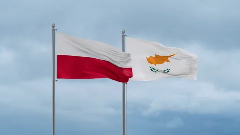 Cyprus and Poland flags Stock Footage 252429803