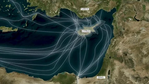 Cyprus and Turkey Border Conflict in Mediterranean Map Animation 4K Stock Footage 331765890