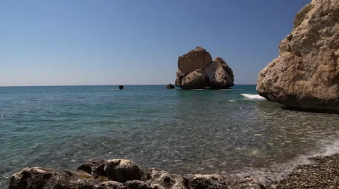 Cyprus Aphrodite rocks Stock Footage 68374289