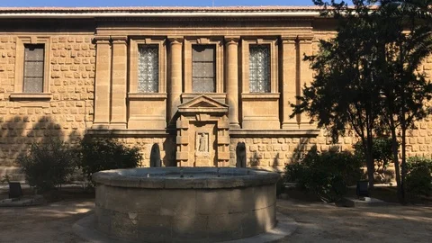 Cyprus Archaeological Museum Back side yard, Nicosia Stock Footage 89990163