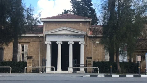 Cyprus Archaeological Museum Low Angle Time Lapse Shot and Zoom in Stock-Footage 101436559