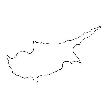 Cyprus- black outline map country Stock Illustration