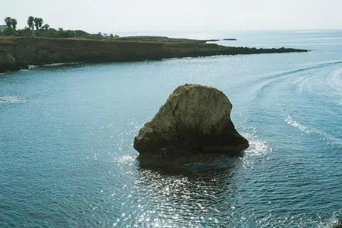 Cyprus, Bridge of Lovers, rock arch and nice blue sky Stock Photos