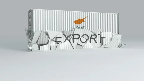 Cyprus container with the flag falls on top of a container labeled EXPORT Stock Footage 124446104