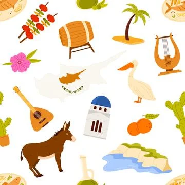 Cyprus Culture Seamless Pattern Vector Design Illustrazione stock