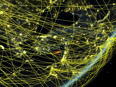 Cyprus on dark Earth with network Stock Illustration