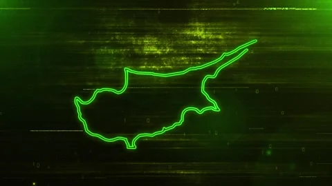 Cyprus Digital Futuristic Glitch Map Stock Footage 333604131