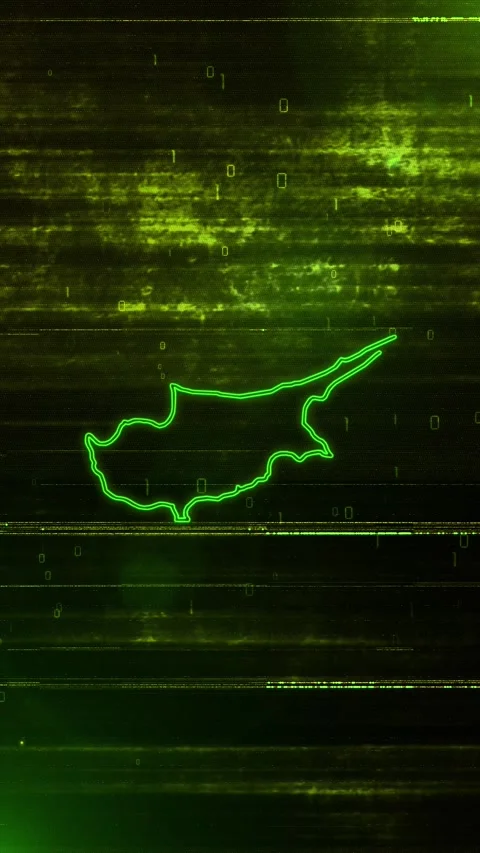 Cyprus Digital Futuristic Glitch Map Stock Footage 334592632