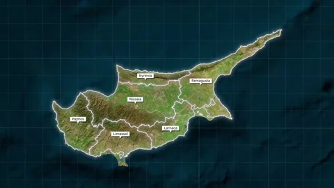 Cyprus Digital Map Animation with Districts and Major Cities Stock Footage 339016164