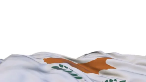 Cyprus fabric flag waving on the wind loop. Cypriot embroidery stiched cloth  Stock Footage 194415324