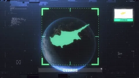 Cyprus Flag and Map Glitch HUD 4K Stock Footage 343030460