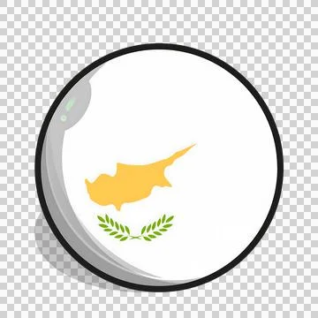 Cyprus flag in a circle with a black border and green olive branches 库存插图