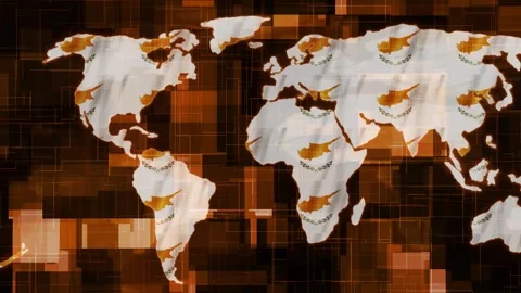 Cyprus flag earth map glowing technology motion news background Stock Footage 264599781