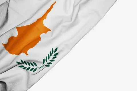 Cyprus flag of fabric with copyspace for your text on white background. Stock Illustration