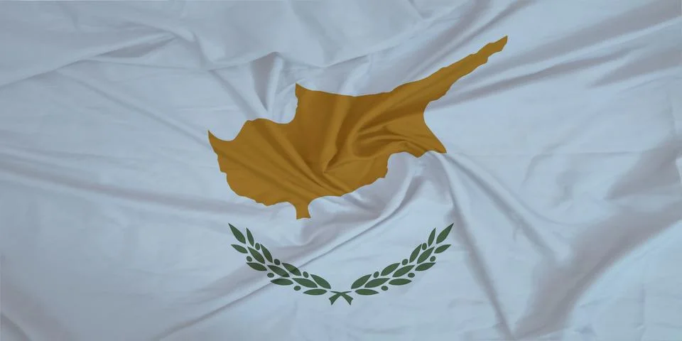 Cyprus Flag fabric rippling in the wind Stock Photos