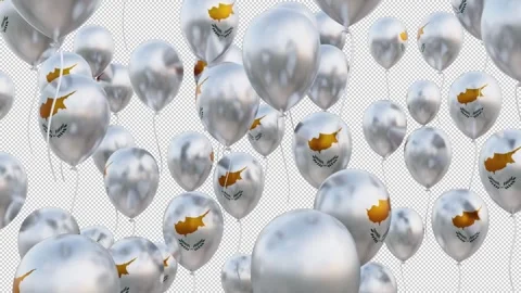 Cyprus Flag On The Flying Balloons Stock Footage 314652988