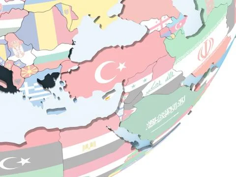 Cyprus with flag on globe Stock Illustration