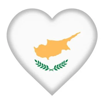Cyprus flag heart button with clipping path 3d illustration Stock Illustration