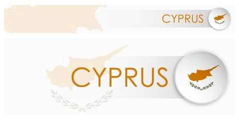 Cyprus flag horizontal web banner in modern 库存插图