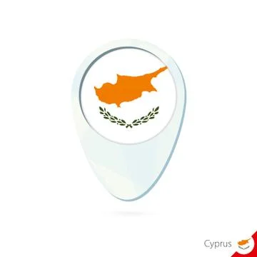 Cyprus flag location map pin icon on white background. Stock Illustration
