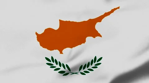 Cyprus flag with map and laurel wreath on white background Stock Footage 343573793