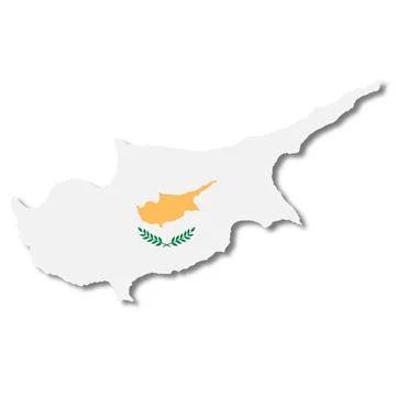 Cyprus flag map on white background 3d illustration with clipping path Stock Illustration