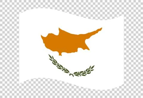 Cyprus flag with orange map and olive branches on white background Stock Illustration