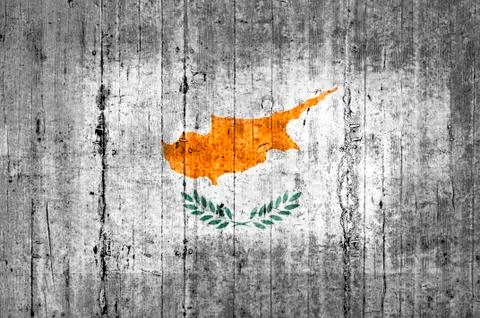 Cyprus flag painted on background texture gray concrete Stock Photos