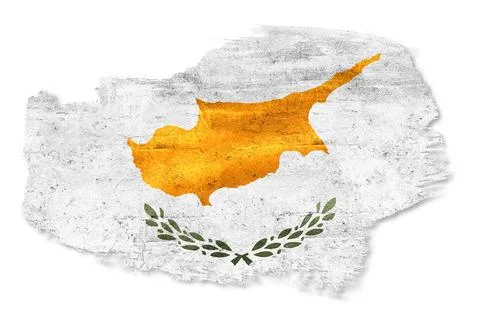 Cyprus flag painted brush stroke white background Stock Illustration