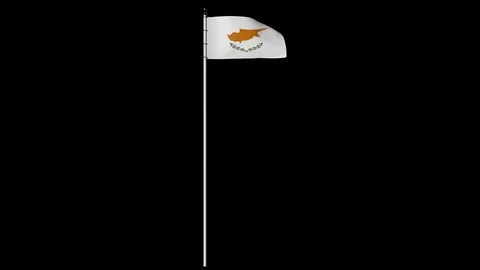 Cyprus Flag on Pole with Alpha Channel Video stock 87497911