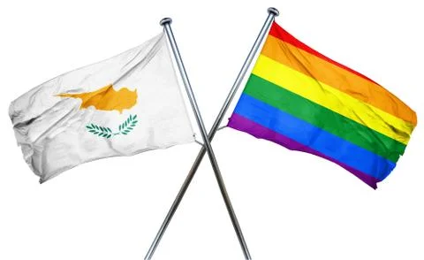 Cyprus flag with rainbow flag, 3D rendering Stock Illustration