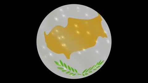 Cyprus flag in a round ball rotates. Flicker and shine. Animation loop Stock Footage 110405972