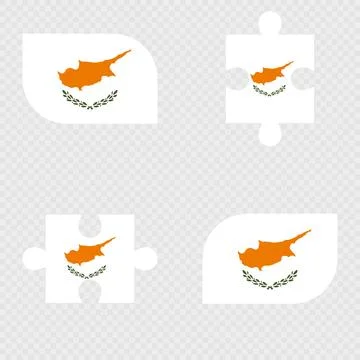 Cyprus Flag Rounded Shapes and Puzzle Set. Stock Illustration