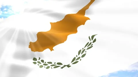 Cyprus Flag Seamless Loop 4k 60fps on Sky Background Stock Footage 341558591
